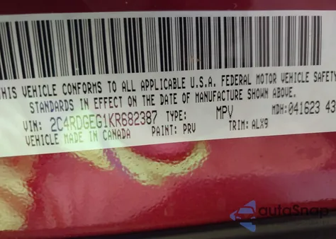 2019 Dodge Grand Caravan Gt from USA, damaged, VIN 2C4RDGEG1KR682387